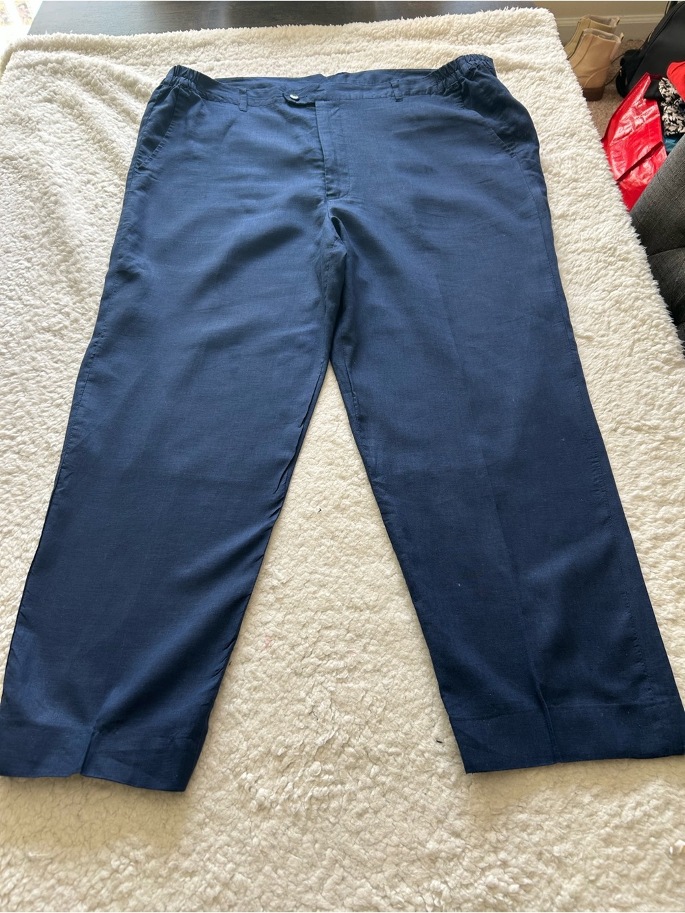 Classico Dark Navy Straight-Leg Linen Pants